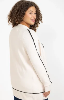 Toscane Boutique Pulls & Cardigans|Cardigan avec détail contrasté CREME