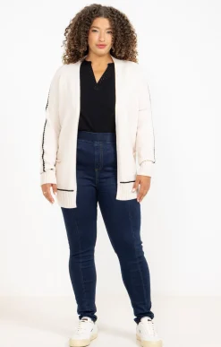 Toscane Boutique Pulls & Cardigans|Cardigan avec détail contrasté CREME