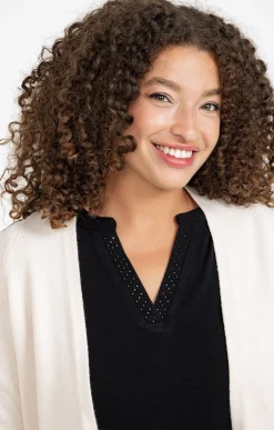 Toscane Boutique Pulls & Cardigans|Cardigan avec détail contrasté CREME