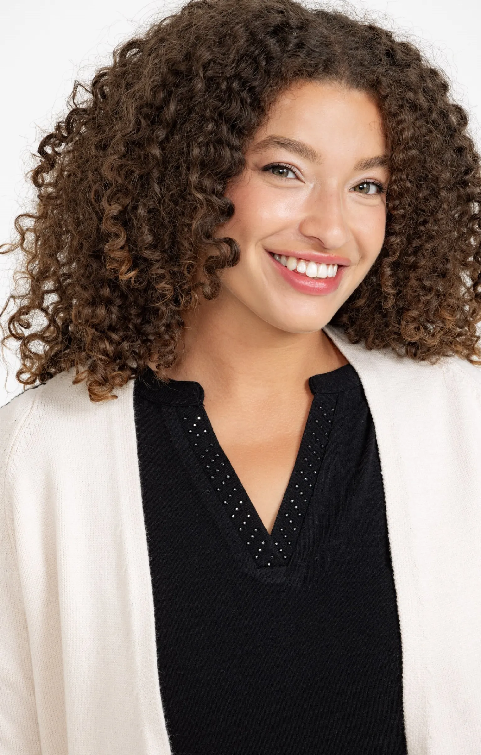 Toscane Boutique Pulls & Cardigans|Cardigan avec détail contrasté CREME