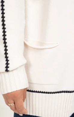 Toscane Boutique Pulls & Cardigans|Cardigan avec détail contrasté CREME