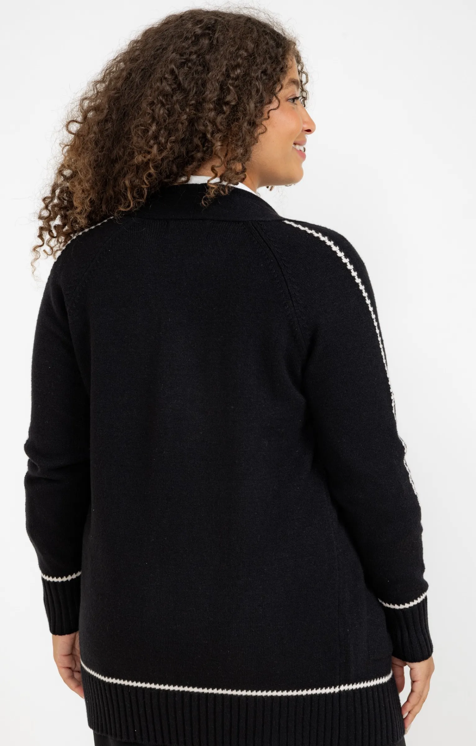 Toscane Boutique Pulls & Cardigans|Cardigan avec détail contrasté NOIR