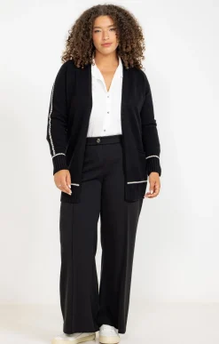 Toscane Boutique Pulls & Cardigans|Cardigan avec détail contrasté NOIR