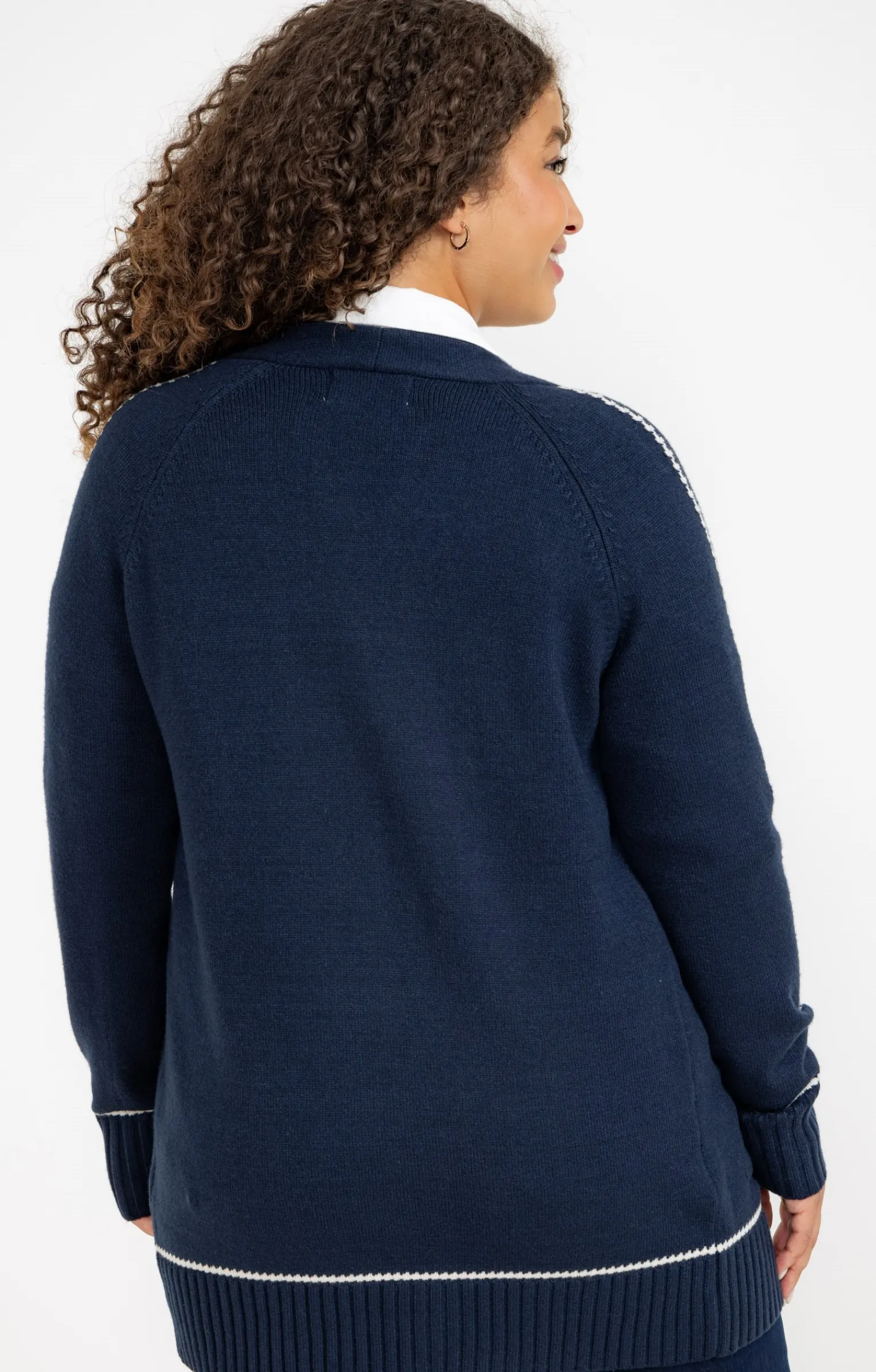 Toscane Boutique Pulls & Cardigans|Cardigan avec détail contrasté MARINE