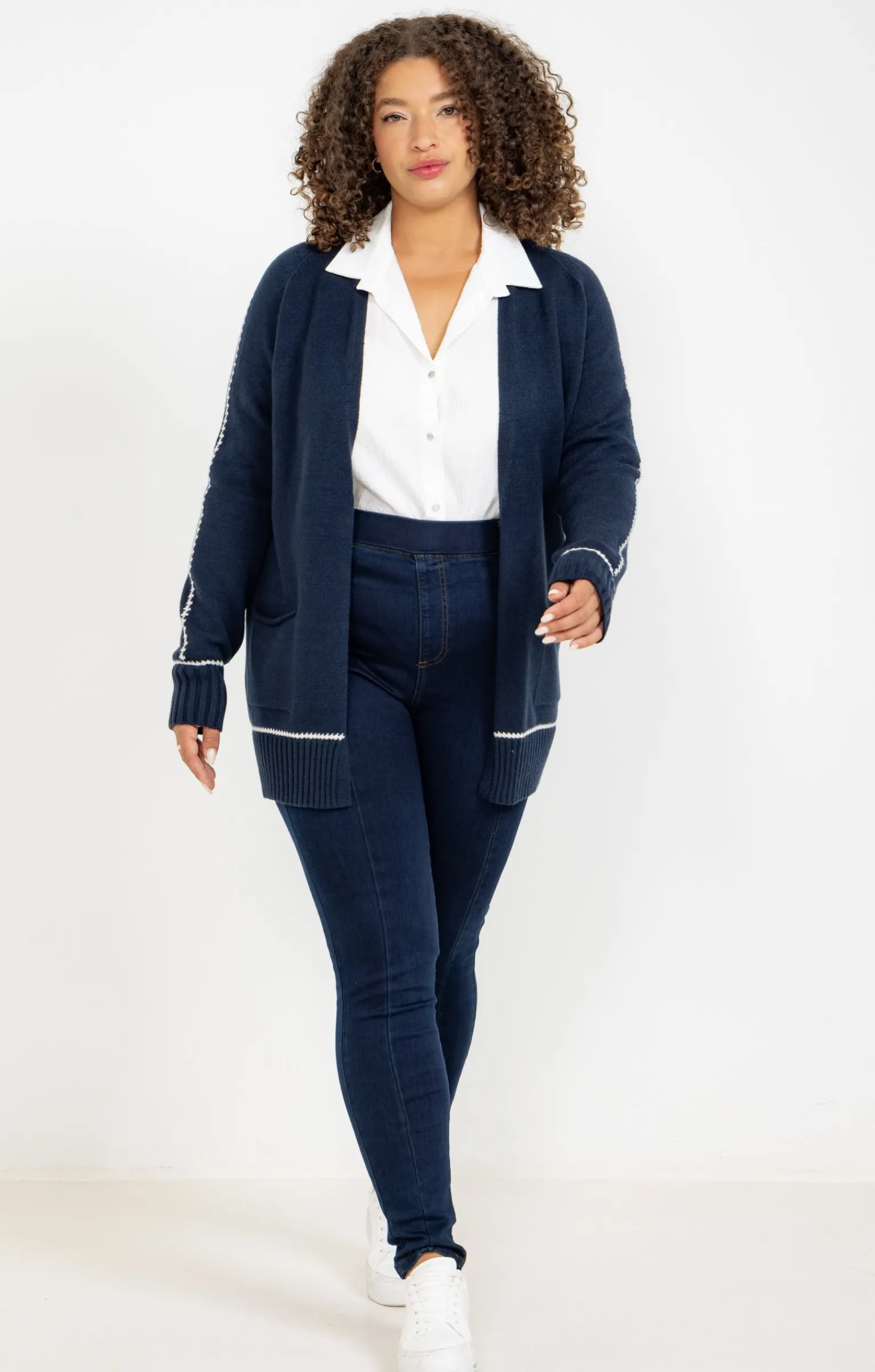 Toscane Boutique Pulls & Cardigans|Cardigan avec détail contrasté MARINE