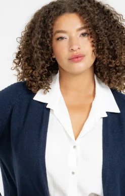 Toscane Boutique Pulls & Cardigans|Cardigan avec détail contrasté MARINE