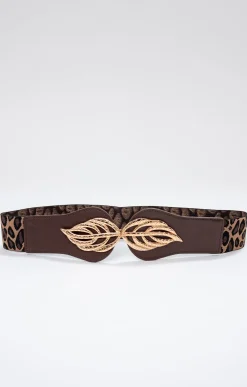 Toscane Boutique Accessoires|Ceinture large élastique panthère CHOCOLAT
