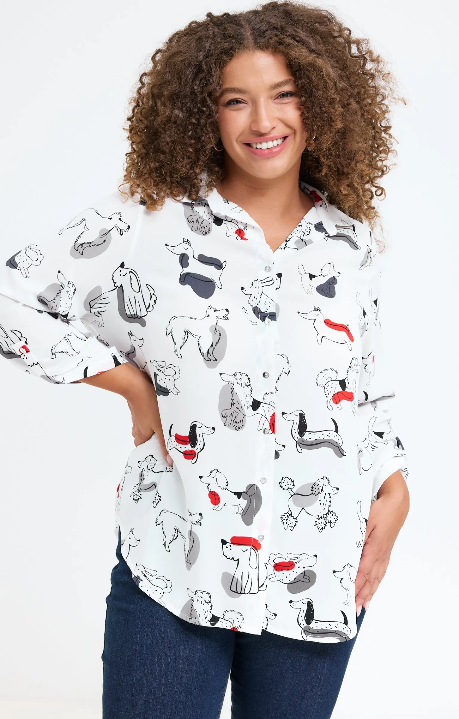 Toscane Boutique Chemisiers & Tuniques|Chemise avec imprimé chiens ECRU