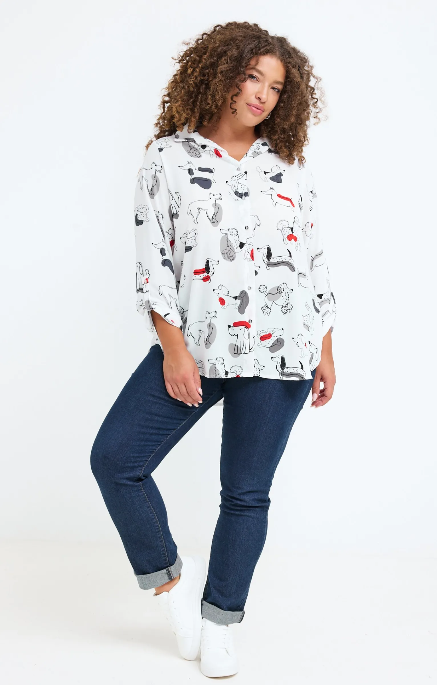 Toscane Boutique Chemisiers & Tuniques|Chemise avec imprimé chiens ECRU