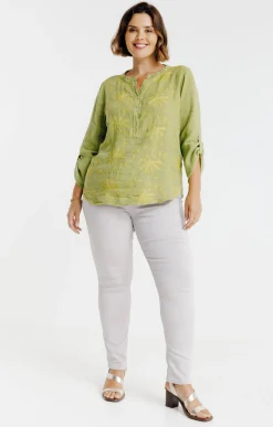 Toscane Boutique Chemisiers & Tuniques|Chemise brodée SMOKE GREEN