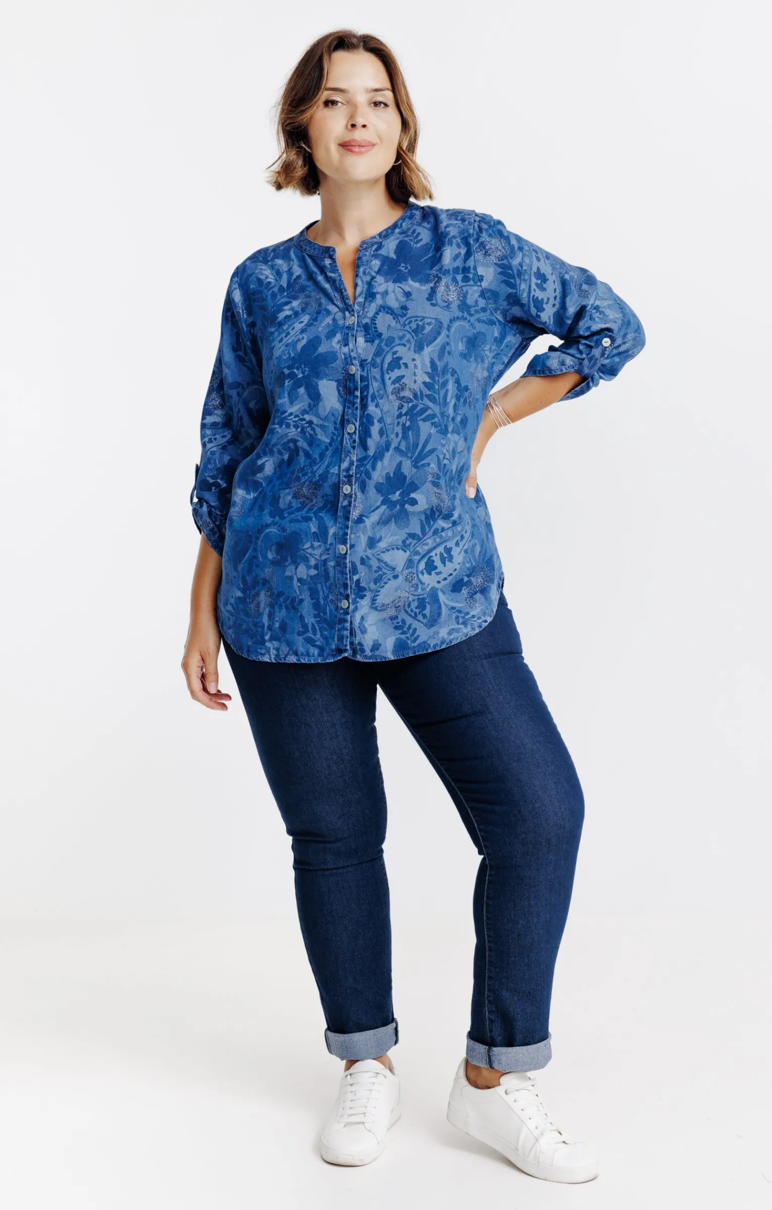 Toscane Boutique Chemisiers & Tuniques|Chemise en jean avec glitter BLEU