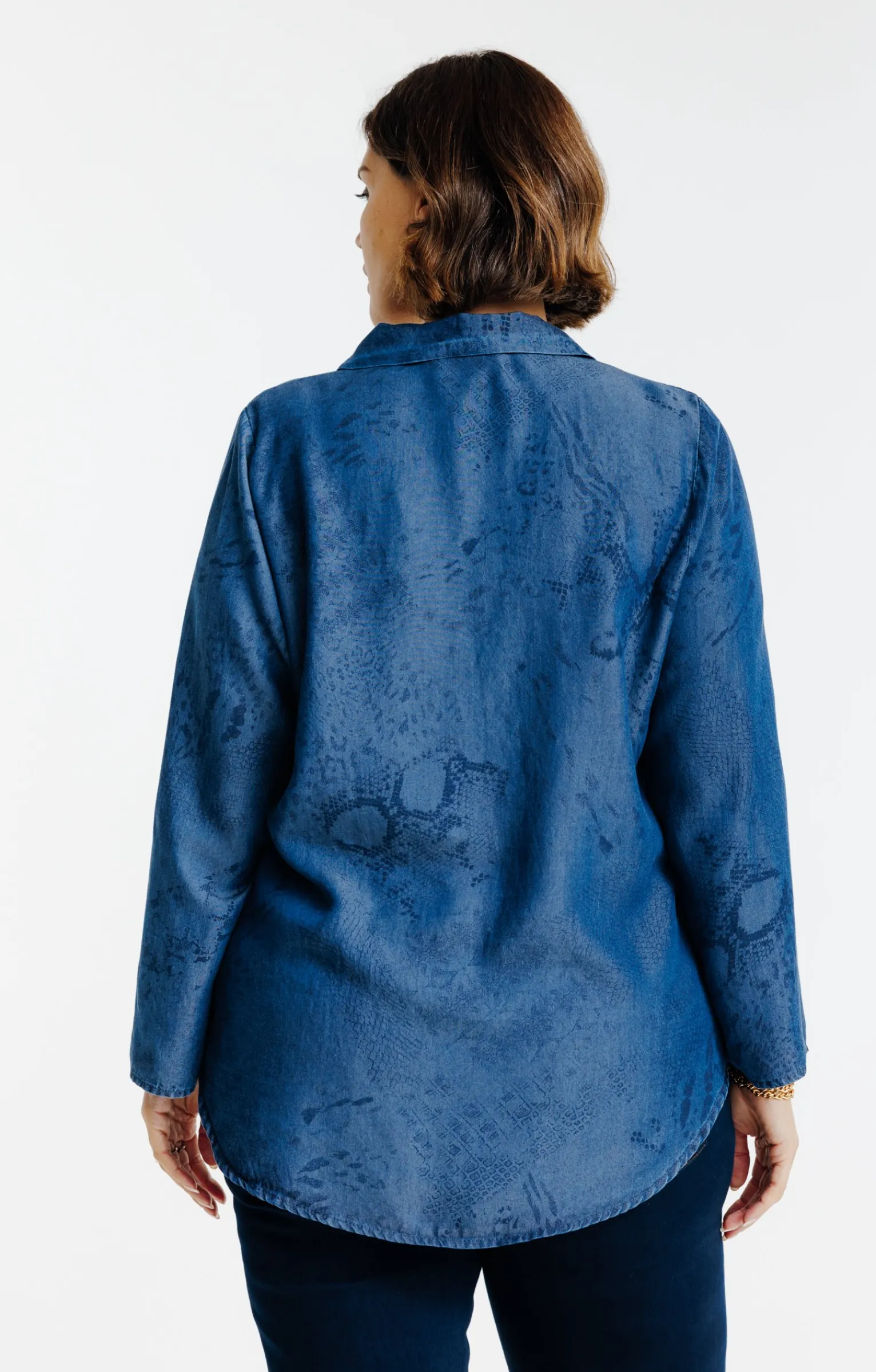 Toscane Boutique Chemisiers & Tuniques|Chemise en jean imprimée BLEU