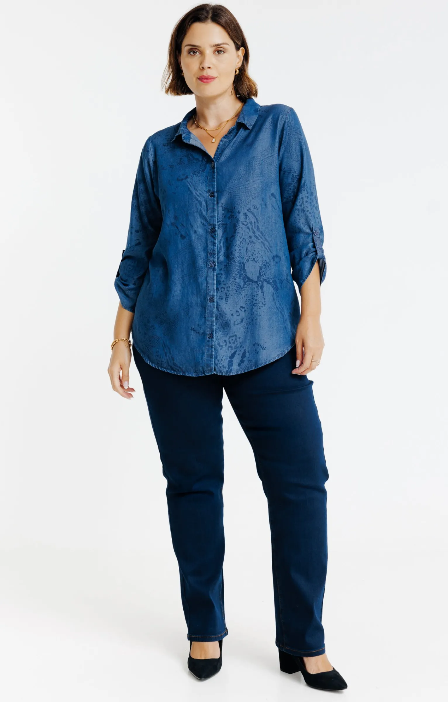Toscane Boutique Chemisiers & Tuniques|Chemise en jean imprimée BLEU