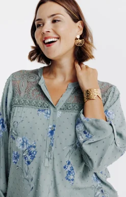 Toscane Boutique Chemisiers & Tuniques|Chemise imprimée avec plumetis TILLEUL