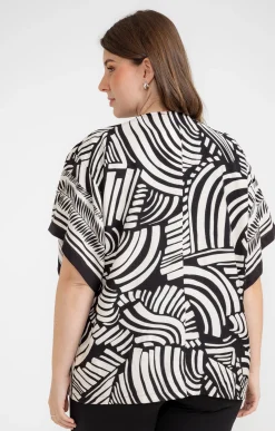 Toscane Boutique Chemisiers & Tuniques|Chemise imprimée ouverte NOIR