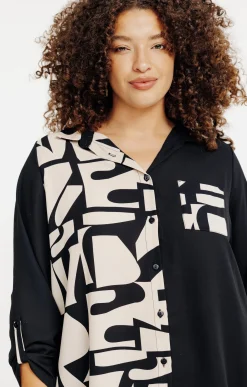 Toscane Boutique Chemisiers & Tuniques|Chemise imprimée patch NOIR