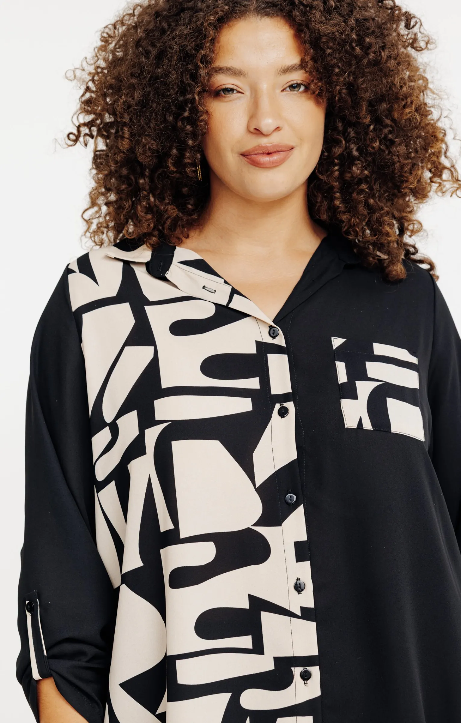 Toscane Boutique Chemisiers & Tuniques|Chemise imprimée patch NOIR