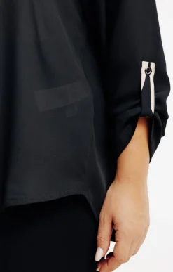 Toscane Boutique Chemisiers & Tuniques|Chemise imprimée patch NOIR