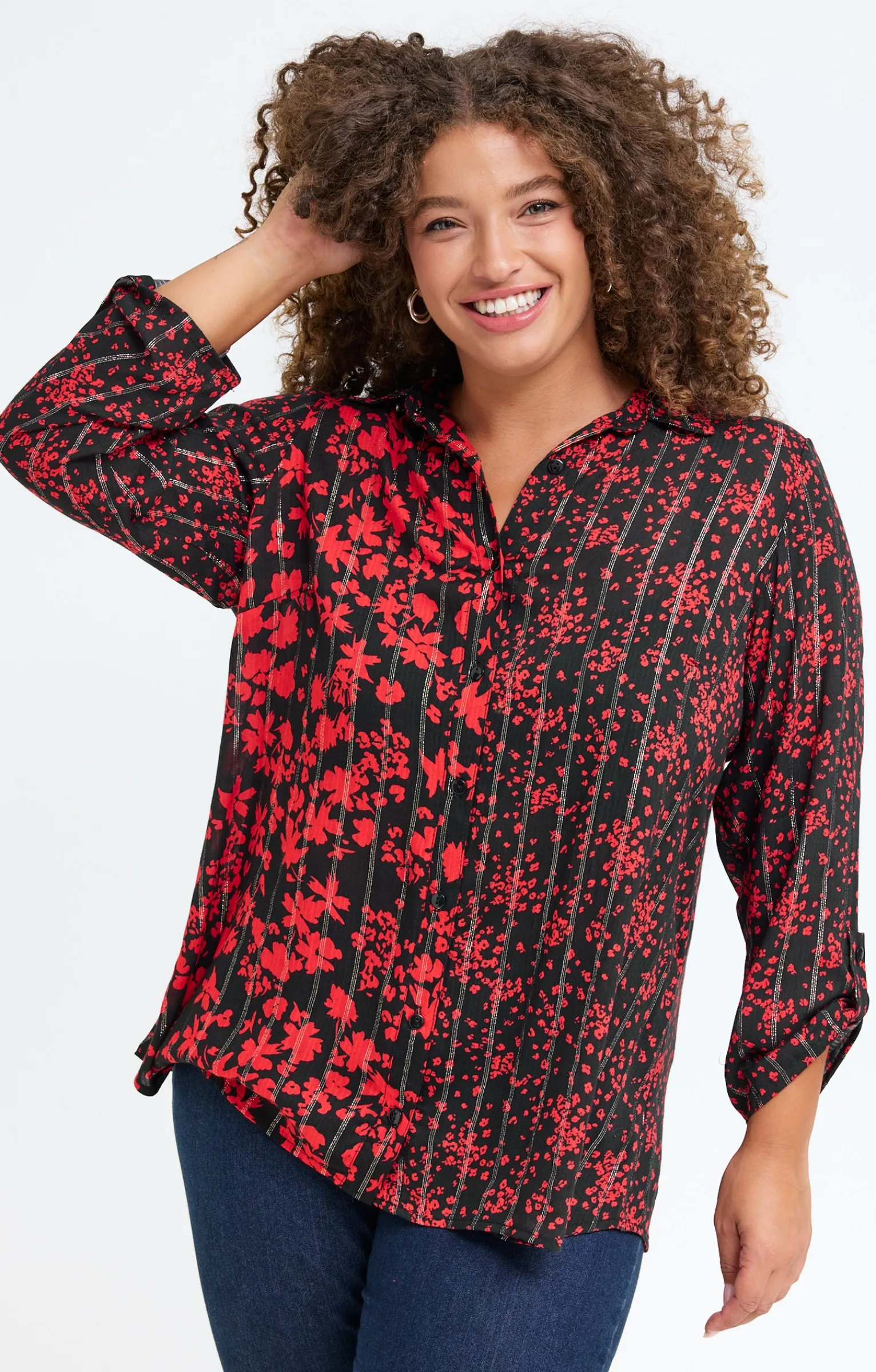 Toscane Boutique Chemisiers & Tuniques|Chemise imprimée patch NOIR