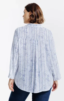 Toscane Boutique Chemisiers & Tuniques|Chemise imprimée viages et rayée ECRU