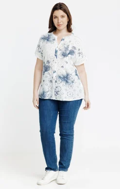 Toscane Boutique Chemisiers & Tuniques|Chemise manches courtes avec broderies BLANC