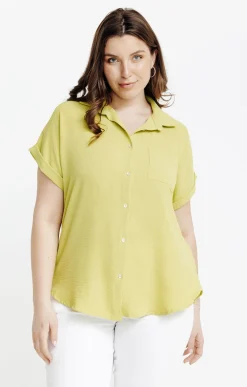 Toscane Boutique Chemisiers & Tuniques|Chemise manches courtes unie SMOKE GREEN