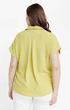 Toscane Boutique Chemisiers & Tuniques|Chemise manches courtes unie SMOKE GREEN