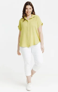 Toscane Boutique Chemisiers & Tuniques|Chemise manches courtes unie SMOKE GREEN