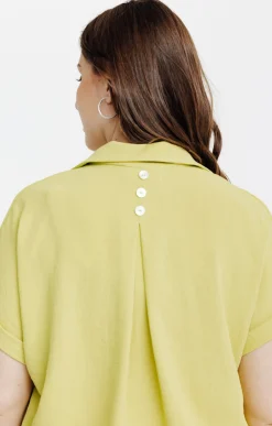 Toscane Boutique Chemisiers & Tuniques|Chemise manches courtes unie SMOKE GREEN