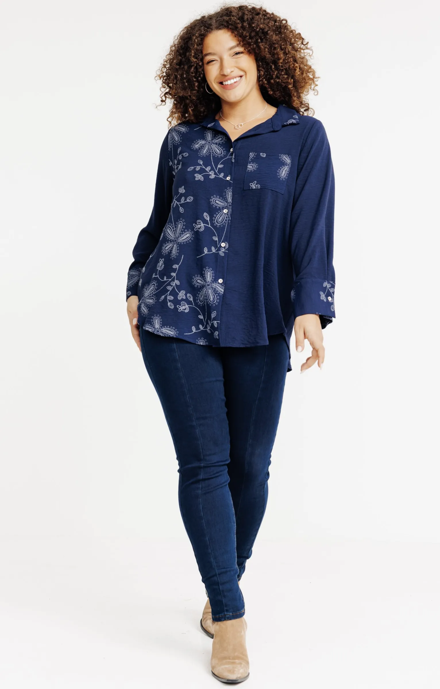 Toscane Boutique Chemisiers & Tuniques|Chemise patch MARINE