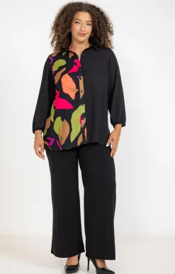 Toscane Boutique Chemisiers & Tuniques|Chemise patch imprimé floral NOIR