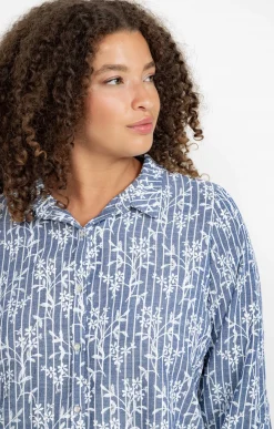 Toscane Boutique Chemisiers & Tuniques|Chemise rayée effet brodé BLEU