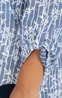 Toscane Boutique Chemisiers & Tuniques|Chemise rayée effet brodé BLEU