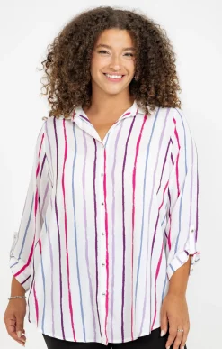 Toscane Boutique Chemisiers & Tuniques|Chemise rayée multicolore ECRU