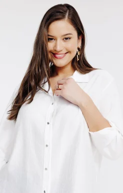 Toscane Boutique Chemisiers & Tuniques|Chemise unie manches 3/4 ECRU