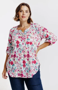 Toscane Boutique Chemisiers & Tuniques|Chemisier imprimé fleuri ECRU