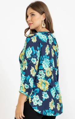 Toscane Boutique Chemisiers & Tuniques|Chemisier imprimé fleuri MARINE