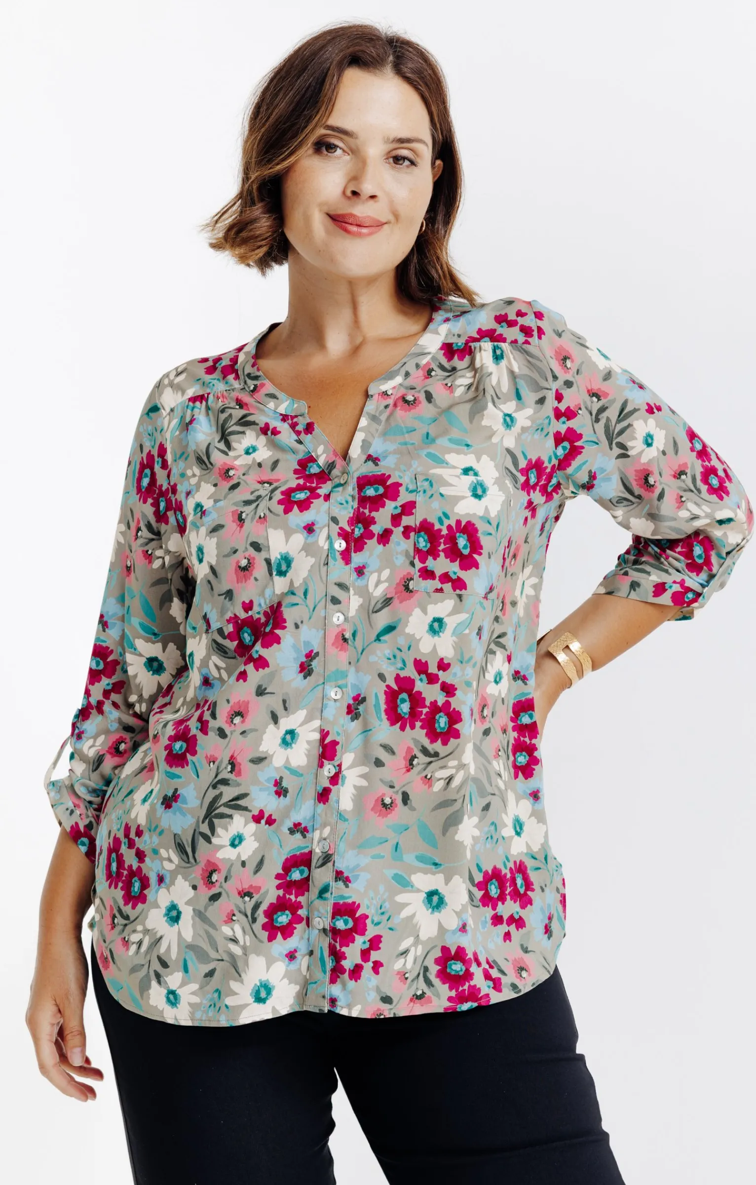 Toscane Boutique Chemisiers & Tuniques|Chemisier imprimé fleuri TILLEUL