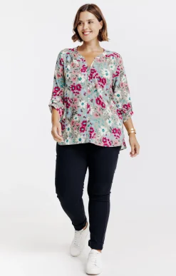 Toscane Boutique Chemisiers & Tuniques|Chemisier imprimé fleuri TILLEUL