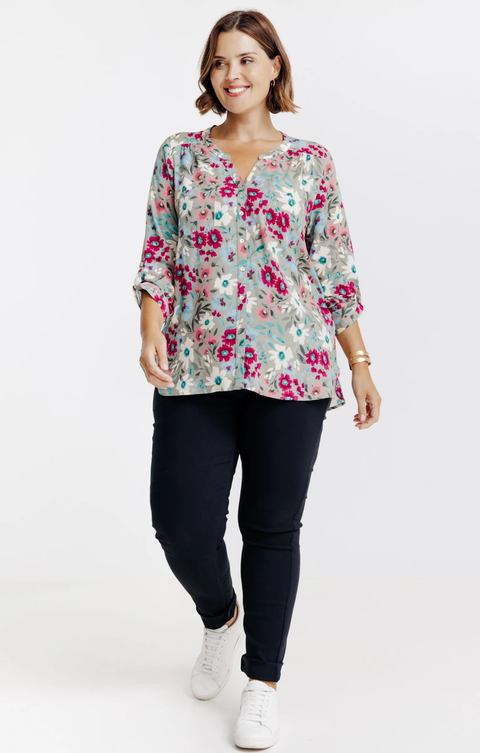 Toscane Boutique Chemisiers & Tuniques|Chemisier imprimé fleuri TILLEUL