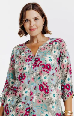 Toscane Boutique Chemisiers & Tuniques|Chemisier imprimé fleuri TILLEUL