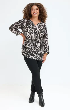 Toscane Boutique Chemisiers & Tuniques|Chemisier imprimé zébré NOIR