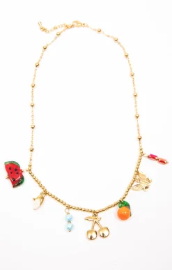 Toscane Boutique Accessoires|Collier avec pendentifs fruits MULTICOLORE
