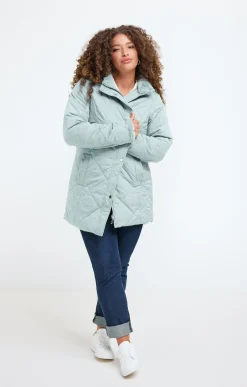 Toscane Boutique Parkas & Impers|Doudoune avec capuche et fausse fourrure KAKI CLAIR