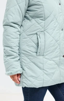 Toscane Boutique Parkas & Impers|Doudoune avec capuche et fausse fourrure KAKI CLAIR