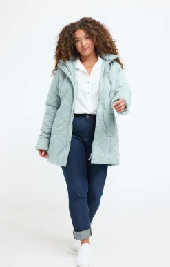 Toscane Boutique Parkas & Impers|Doudoune avec capuche et fausse fourrure KAKI CLAIR