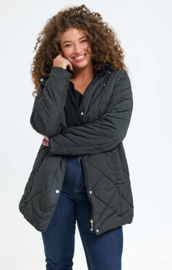 Toscane Boutique Parkas & Impers|Doudoune avec capuche et fausse fourrure NOIR