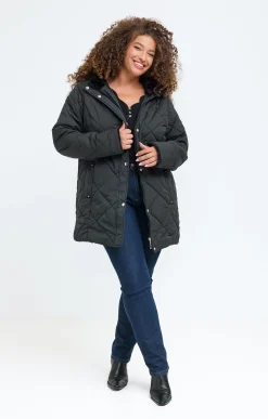 Toscane Boutique Parkas & Impers|Doudoune avec capuche et fausse fourrure NOIR