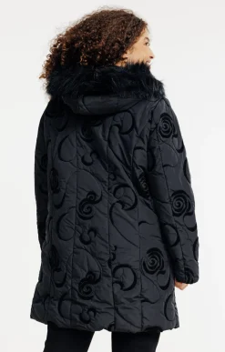 Toscane Boutique Parkas & Impers|Doudoune avec fleurs en relief NOIR