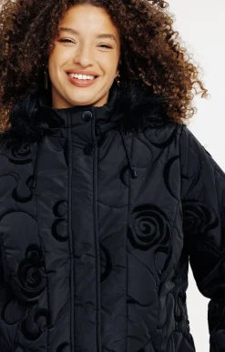 Toscane Boutique Parkas & Impers|Doudoune avec fleurs en relief NOIR